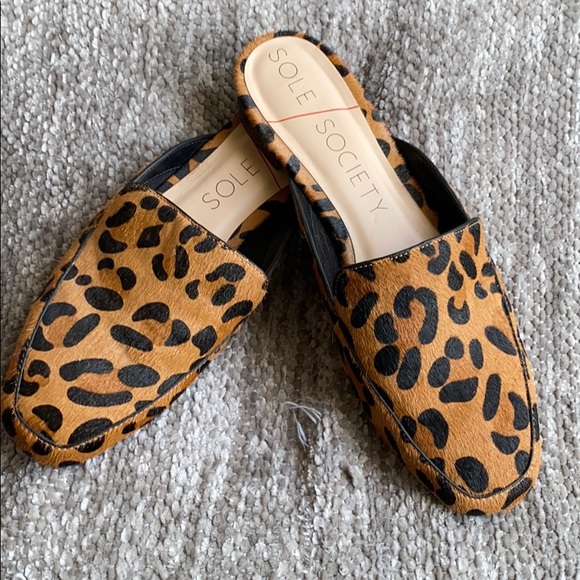 sole society leopard mules